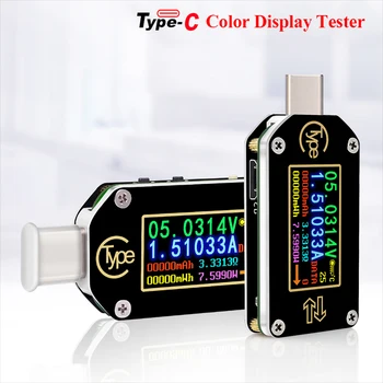 Mini USB Test Cihazı Gerilim Akım Ölçer Hızlı Şarj PD Dedektörü Renkli Ekran TC66 / TC66C Tip-C Multimetre Voltmetre Ampermetre