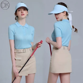 Golf Giyim kadın Takım Elbise Yeni Jersey İnce Örgü Kısa Kollu Fermuar POLO GÖMLEK Nefes Üst İnce Gömlek Bayanlar Golf Etek