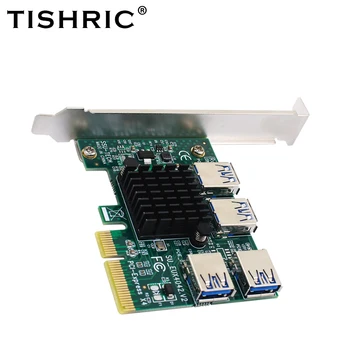 TISHRIC PCIE 1 İla 4 PCI Express Çarpan 4X İla 4 USb3. 0 Yuvası İle Uyumlu X4 X8 X16 Grafik Arayüzü Yükseltici Ekran Kartı İçin