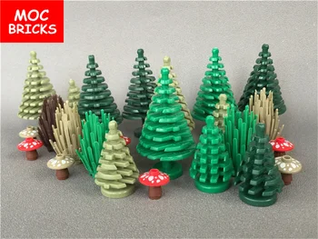 10 adet MOC Tuğla Bitki Noel Ağacı Çam Sedir Küçük 4cm Büyük 6cm 2435 3471 Şehir Modeli oyuncak inşaat blokları Çocuklar Hediyeler