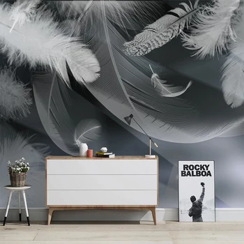 Özel Fotoğraf Duvar Kağıdı 3D Güzel Beyaz Tüyler Duvar Resimleri Modern Basit Oturma Odası Yatak Odası Ev Dekor Papel De Parede Duvar Kağıdı