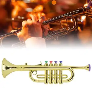 Trompet Çocuk Müzik Çalma eğitici oyuncak Rüzgar Aletleri Altın Trompet 4 Renkli Tuşları ile Çocuklar Çocuklar için