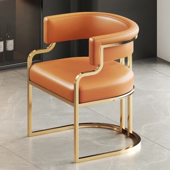 İskandinav Altın Bacaklar yemek sandalyeleri Lüks Deri Tasarımcı Oturma Odası Salonu Sandalye Ergonomik Tek Kanepe Geri destek çubuğu Mobilya