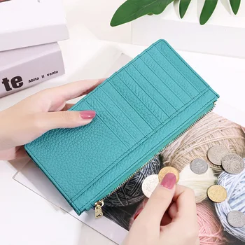 Modası Kadın Hakiki deri cüzdan RFID Engelleme Kısa Çok Fonksiyonlu Büyük Kapasiteli Fermuar bozuk para cüzdanı Para Klip