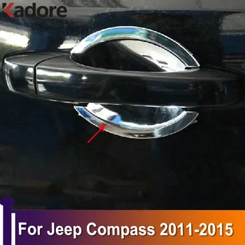 Jeep Pusula 2011 için 2012 2013 2014 2015 Krom Kapı Kolu kase kapağı Trim Sticker Dış Aksesuarlar