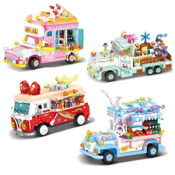 630 adet Fantezi Sokak Araba Mikro Mini yapı tuğlaları oyuncak arabalar Masa Ev Dekorasyon Kızlar DIY Düğün Tatil Hediye