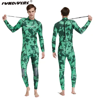 Fundıvers Camo Tam Wetsuit 3mm Neprene dalgıç kıyafeti Erkekler İçin Sıcak Yüzme Dişli