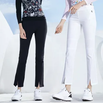 Aşk Golf Alevlendi Pantolon Kadın Kore İnce Bölünmüş Golf Pantolon Yüksek Bel Spor Kırpılmış Sweatpants Kadın Nefes Dipleri