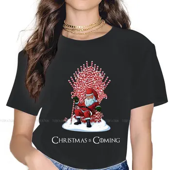 Gelen Santa baston şeker Taht TShirt Kadınlar İçin Merry Christmas Tees Tarzı Bayan T Shirt 5XL Homme Baskı Gevşek