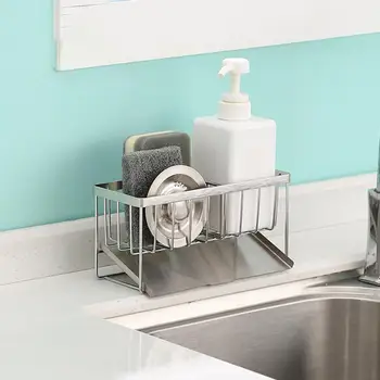 Bulaşık Fırçası Tutucu Dayanıklı Anti-pas Eğim Tasarım Banyo Kaynağı Sünger Bulaşık Bezi Süzgeç Mutfak Lavabo Tutucu
