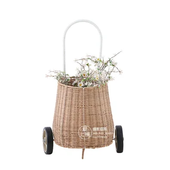 Kaliteli Doğal Bitki Rattan çocuk alışveriş arabası Sepeti Sepeti Dayanıklı Arabası Ev Depolama sepeti Çocuklar Çekim Sahne