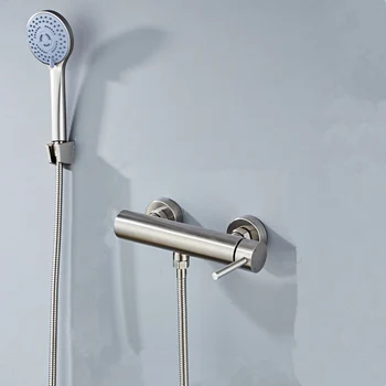 Duvara Monte Banyo Duş Musluk Seti Küvet Musluk Su Mikser Vinç Dokunun duş başlığı 304 Paslanmaz Çelik banyo muslukları