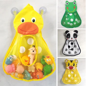 Bebek Banyo Oyuncakları Sevimli Ördek Kurbağa Örgü Net Oyuncak saklama çantası Güçlü Vantuz Banyo Oyun Çantası Banyo Organizatör su oyuncakları Çocuklar için