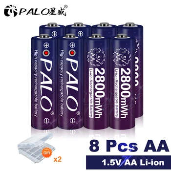PALO 1.5 V AA Pil Şarj Edilebilir li - ion pil AA 1.5 v 2800mWh lityum li-ion şarj edilebilir pil ve USB şarj aleti kılıfı