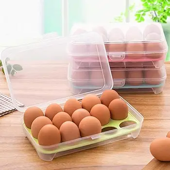 Tek Katmanlı 15 İzgaralar Yumurta Tutucu Kutusu Plastik Hava Geçirmez Konteyner plastik saklama kutusu Yumurta Tepsisi Tutucu saklama kutusu Buzdolabı