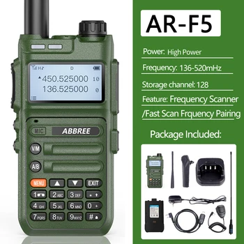 ABBREE AR-F5 Otomatik Kablosuz Kopya Frekans Walkie Talkie UHF / VHF GMRS Güçlü Ham CB Radyo Büyük LCD Ekran İki Yönlü Radyo