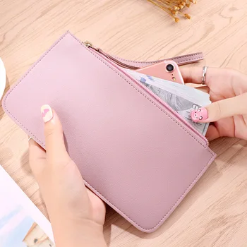 Yumuşak Uzun Tarzı Cüzdan Moda Büyük Kapasiteli Çift katmanlı Cep Telefonu el çantası kredi kartı cüzdanı Kadınlar için Kız Arkadaşı Hediye