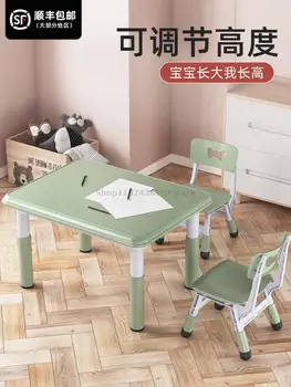 ve anaokulu çocukları için sandalye seti plastik oyun masası yemek çizimi kaldırılabilir.