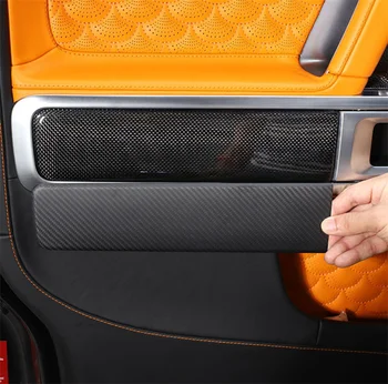 Mercedes Benz G Sınıfı için W463 2019-2022 Gerçek Karbon Fiber Araba İç Kapı Kolu Paneli Şeritler Kapak Trim Aksesuarları