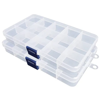 Plastik Organizatör Kutusu 2 Paket Temizle Boncuk Organizatör Takı Küpe Craft Boncuk Mücadele için (15 Izgaralar)