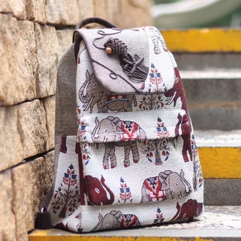 MS etnik tarzı retro sırt çantası el dokuma pamuk keten sırt çantası büyük kapasiteli sırt çantası moda seyahat boş çanta