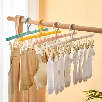 8 Mandal Plastik Elbise Kurutma Askısı Rüzgar Geçirmez kıyafet rafı 8 Klipler Çorap Çamaşır Airer Askı İç Çamaşırı Çorap Tutucu