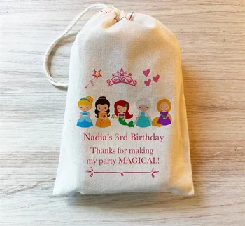 20 ADET Prenses Hediye Parti Favor Çanta. İpli Doğum Günü Teşekkür Ederim Kişiselleştirilmiş Çantalar. Pamuklu Bebek Duş İyilik Çantaları