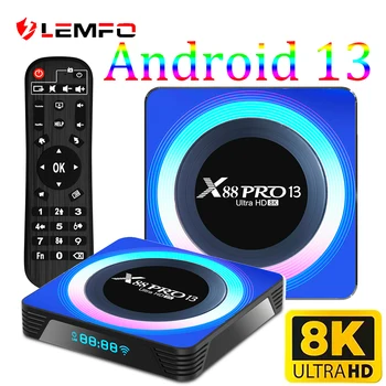 LEMFO TV Kutusu Android 13 8K WİFİ 6 RK3528 Dört Çekirdekli desteği 2.4 G & 5G 1080P Medya oynatıcı Ses Asistanı akıllı tv kutusu android 2023