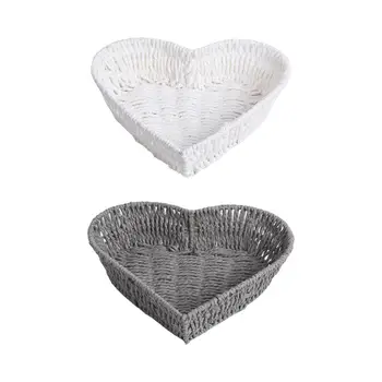El Dokuma Sepet Muhtelif Tutucu Kalp Şekli Ekmek Servis Sepeti Sehpa Rafları Oturma Odası Banyo Masası