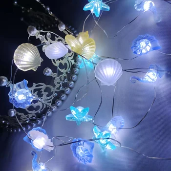 Okyanus serisi dize ışıkları, LED plaj okyanus deniz tema peri dekoratif dize ışıkları pil kumandalı dize ışıkları