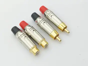 2 adet bakır Altın kaplama Gümüş RCA fiş / RCA dişi soket Ses lehim adaptörü