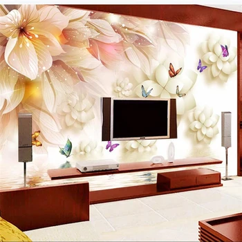 wellyu Özelleştirilmiş büyük duvar ressam 3D duvar rüya çiçek lotus lotus yansıma TV arka plan duvar kağıdı