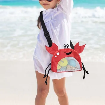 Çocuk Plaj Net Çanta 2023 Yeni Stil Büyük Yengeç Açık çocuk Kabuk Çanta saklama çantası Plaj Oyuncak Koleksiyonu Depolama Sırt Çantası