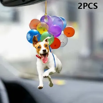 Araba Kolye Sevimli Köpek Balon Desen askı süsleri Oto dikiz aynası Akrilik Dekorasyon Aksesuarları Hediyeler Araba-Styling
