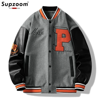 Supzoom 2022 Yeni Varış Kaburga Kol Nakış Marka Giyim Bombacı Ceket Erkekler Beyzbol Pamuk Gevşek Rahat Ekmek Moda Ceket