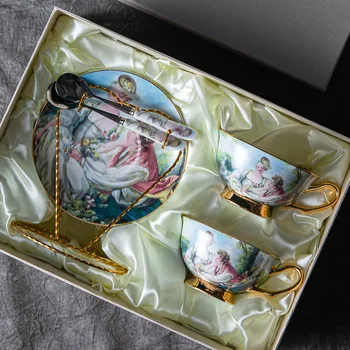 Avrupa Seramik Kahve fincan ve çay tabağı Seti Seramik Retro İngiliz Öğleden Sonra çay bardağı seti