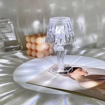 Led elmas masa lambası şarj edilebilir gece ışıkları kristal projeksiyon masa lambaları ev akrilik noel dekor aydınlatma armatürleri hediye