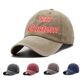 Özel beyzbol şapkası Vintage Sıkıntılı Yıkanmış Pamuk Baba Şapka Pamuk Snapback Kap Hip Hop beyzbol şapkası Özel Logo
