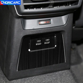 Araba Styling Arka USB Arabirim Paneli krom çerçeve Trim İçin Audi A3 2021 Arka Anti-kick Kapak İç Aksesuarları Sticker