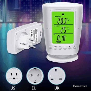 110V~240V Programlanabilir Kablosuz termostat soketi Ev Akıllı Otomatik Sıcaklık Kontrol Soketi AA Pil Olmadan