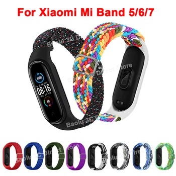 Naylon Örgülü Kayış Xiaomi Mi Band için 7 6 5 Saat Kayışı Bilezik Yedek Bileklik Watchband Mi Band için 5 6 7 Correa