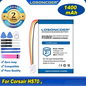 100 % Orijinal LOSONCOER 1400mAh Pil Corsaır HS70, HS70 Pro, HS75 XB, RDA0031 Kulaklık RDA0034