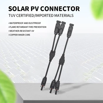 1 Çift Güneş Konektörü IP67 Su Geçirmez Y Şube PPO Fiş Kablosu Konnektörleri GÜNEŞ panelleri Ve Fotovoltaik Sistemler