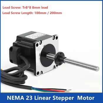 Kurşun vidalı lineer step Tr8*8 dişli çubuk 100mm ile NEMA 23 step motor