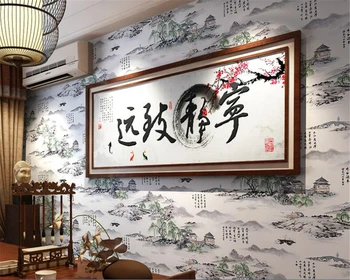beibehang papel de parede Restoran Restoran Girişinde Çin Tarzı Mürekkep Klasik Duvar Kağıdı Çin Manzara Boyama behang