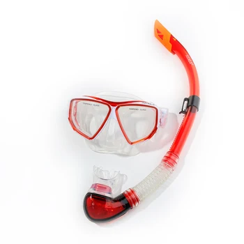 Kaliteli tüplü dalış ekipmanları Temperli cam lenssilicone dalış dişli şnorkel mas yetişkin (dalış aynası + solunum tüpü)