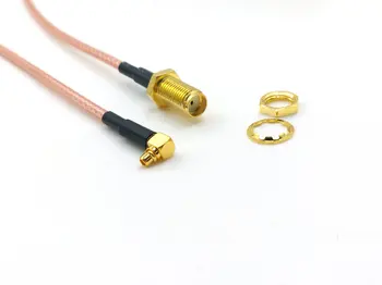 100 adet bakır SMA Dişi Somun Jack MMCX Erkek Fiş Sağ Açı Pigtail Kablo Adaptör kablosu RG316