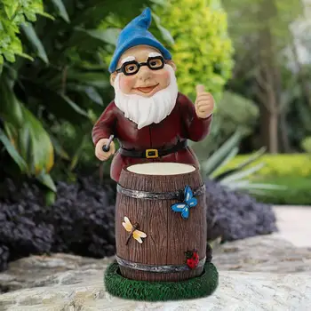 Açık Çim Gnome Heykelcik Büyüleyici Cüce Davul Süsler Açık Bahçe Veranda Hava Koşullarına Dayanıklı Gnome Figürler Şenlikli