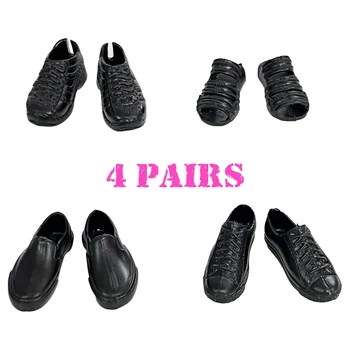 NK 4 Pairs Prens Siyah erkek ayakkabısı Farklı Stilleri Yüksek Kaliteli Sandalet barbie Aksesuarları Bebek Arkadaşı Ken Bebek DIY Oyuncak