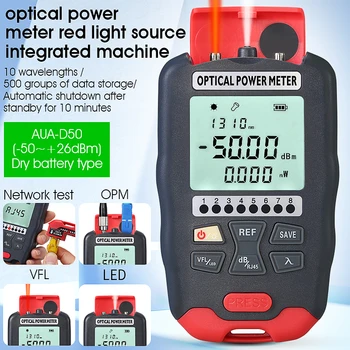 AUA-D50 4 in1 Mini Optik Güç Ölçer Görsel Hata Bulucu Ağ Kablosu Testi Fiber Optik Test Cihazı 1~50 mw(isteğe bağlı) kuru Pil